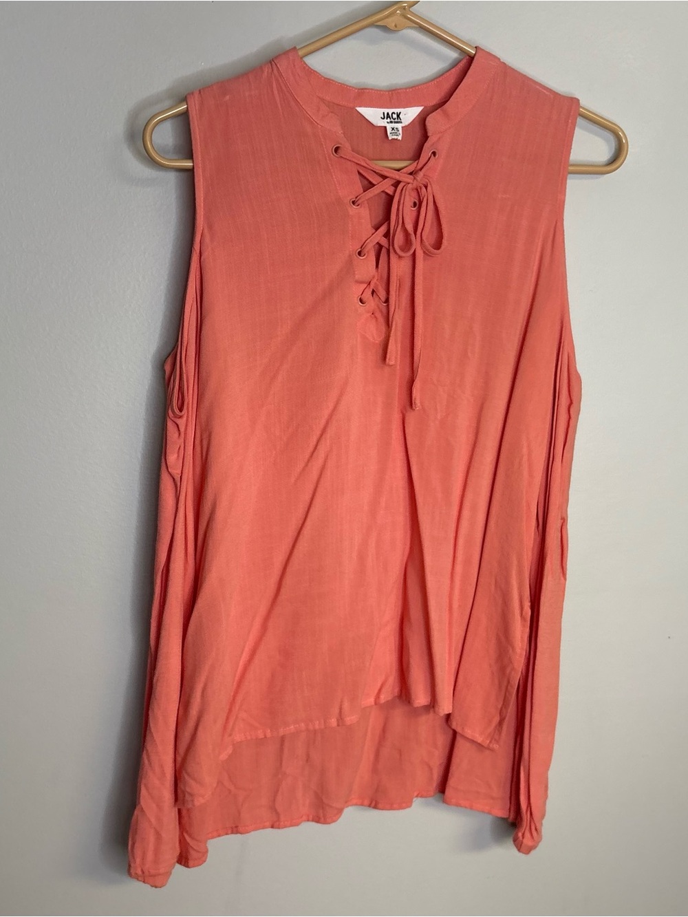 BB Dakota Coral Lace-Up cold shoulder top